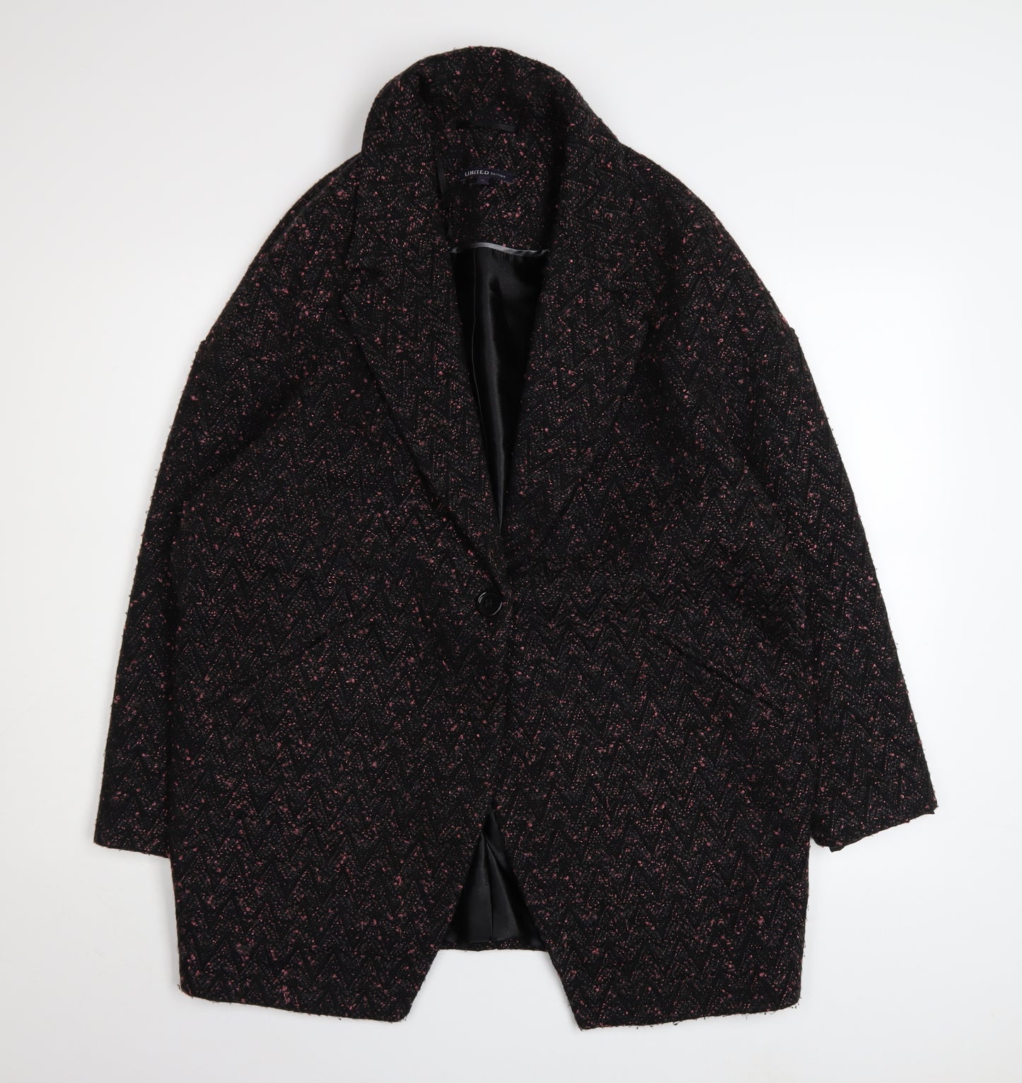 Marks and Spencer Women’s Black Tweed Overcoat Size 14 Limited Edition