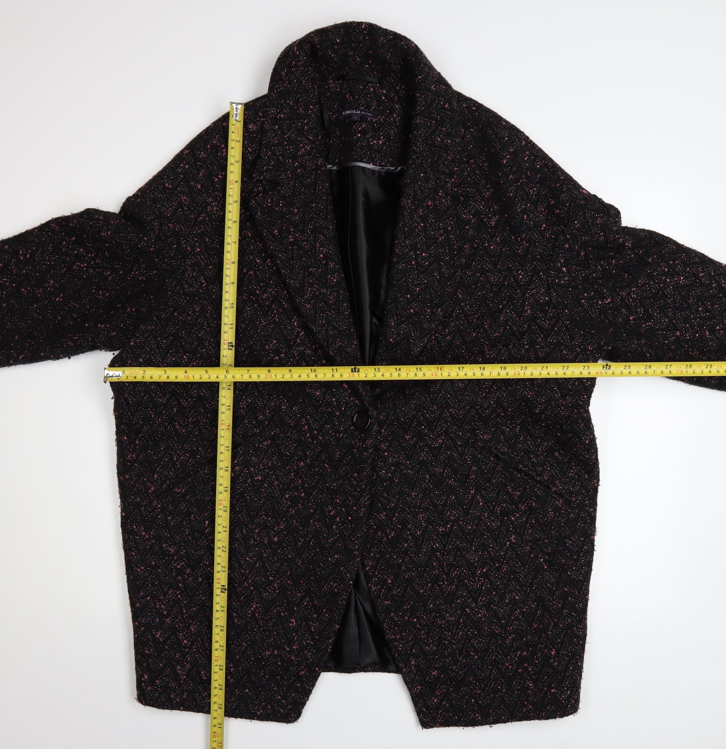 Marks and Spencer Women’s Black Tweed Overcoat Size 14 Limited Edition
