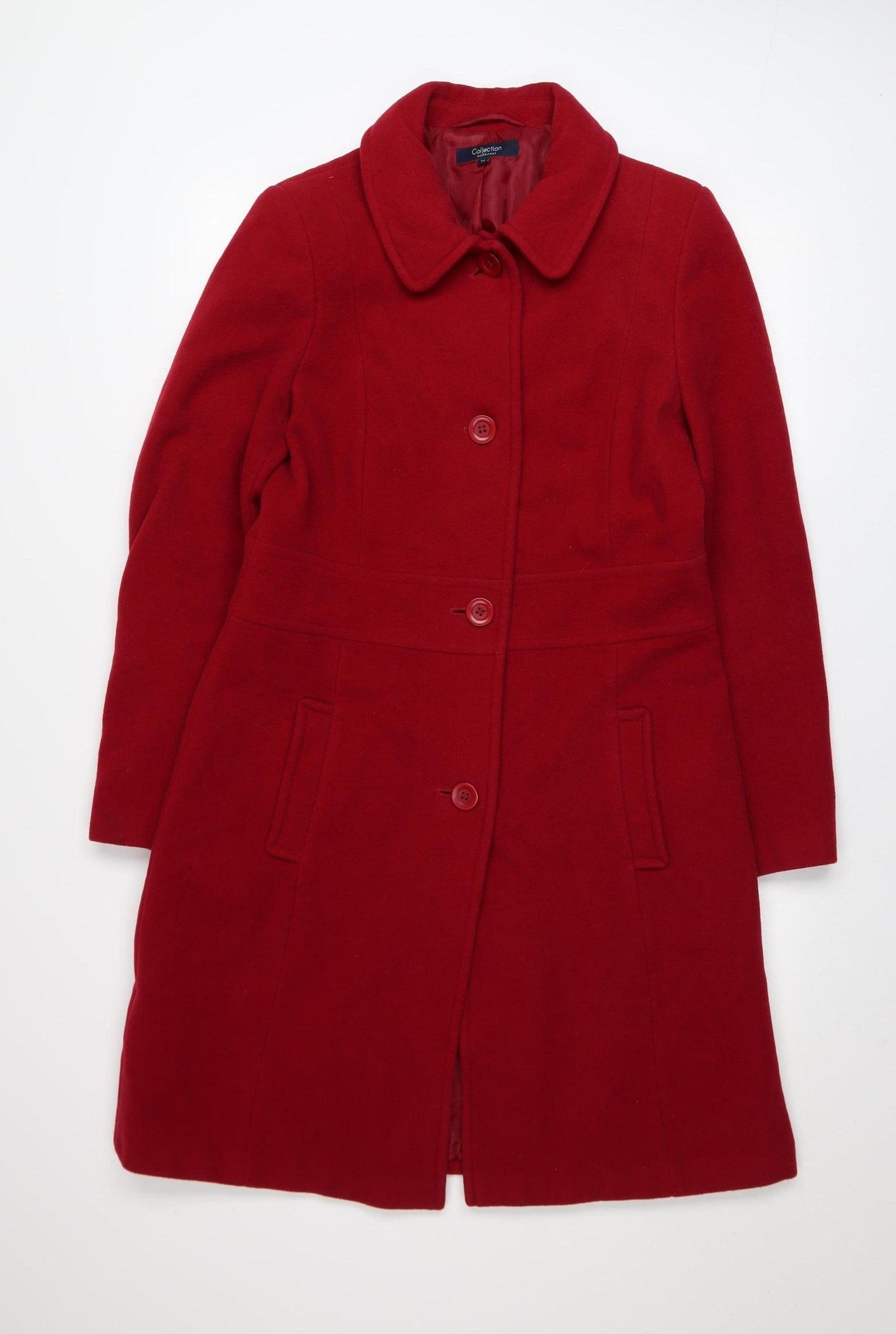 Debenhams Women Red Wool Long Overcoat Size 14