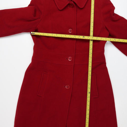 Debenhams Women Red Wool Long Overcoat Size 14