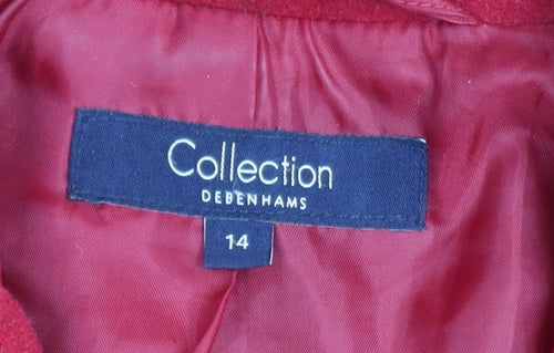 Debenhams Women Red Wool Long Overcoat Size 14