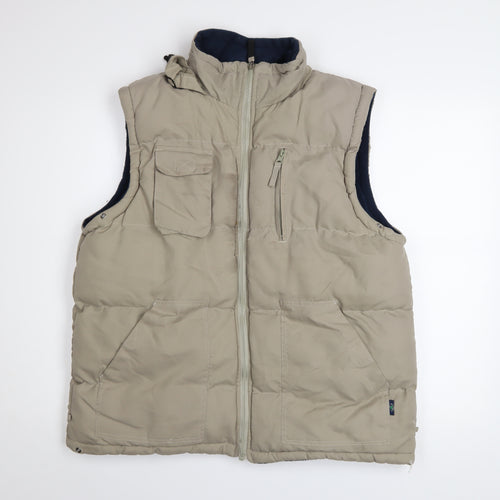 Le Shark Men's Beige Puffer Waistcoat M Polyester Lined Outdoor Zip Vest