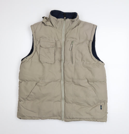 Le Shark Men's Beige Puffer Waistcoat M Polyester Lined Outdoor Zip Vest