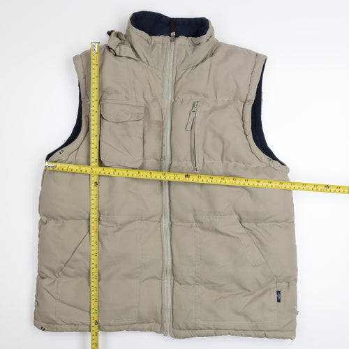Le Shark Men's Beige Puffer Waistcoat M Polyester Lined Outdoor Zip Vest