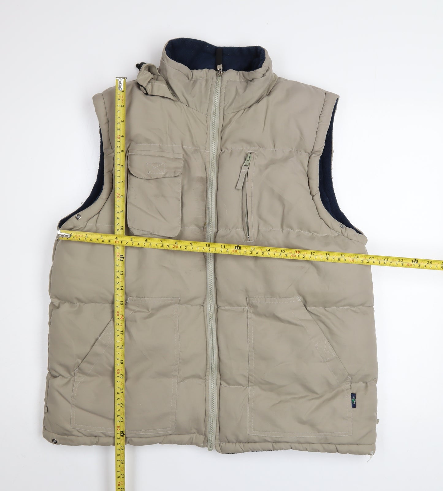 Le Shark Men's Beige Puffer Waistcoat M Polyester Lined Outdoor Zip Vest