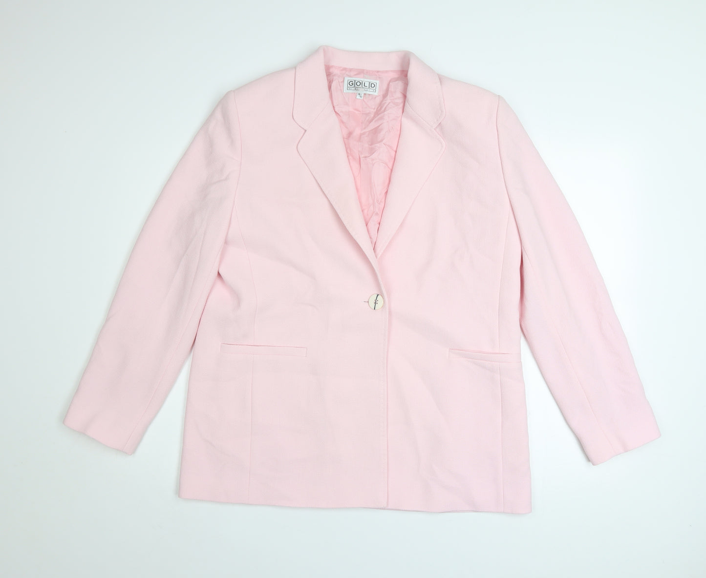 Gold by Michael H Womens Pink Blazer Size 14 Classic Lined Jacket
