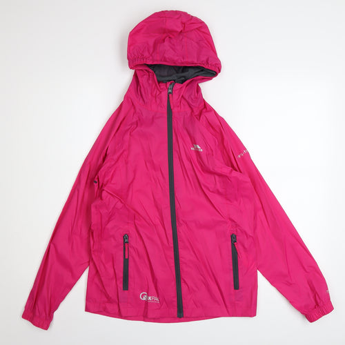 Trespass Girls Pink Waterproof Hooded Rain Coat Jacket 11-12 Years