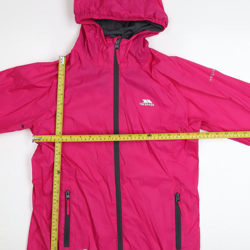 Trespass Girls Pink Waterproof Hooded Rain Coat Jacket 11-12 Years
