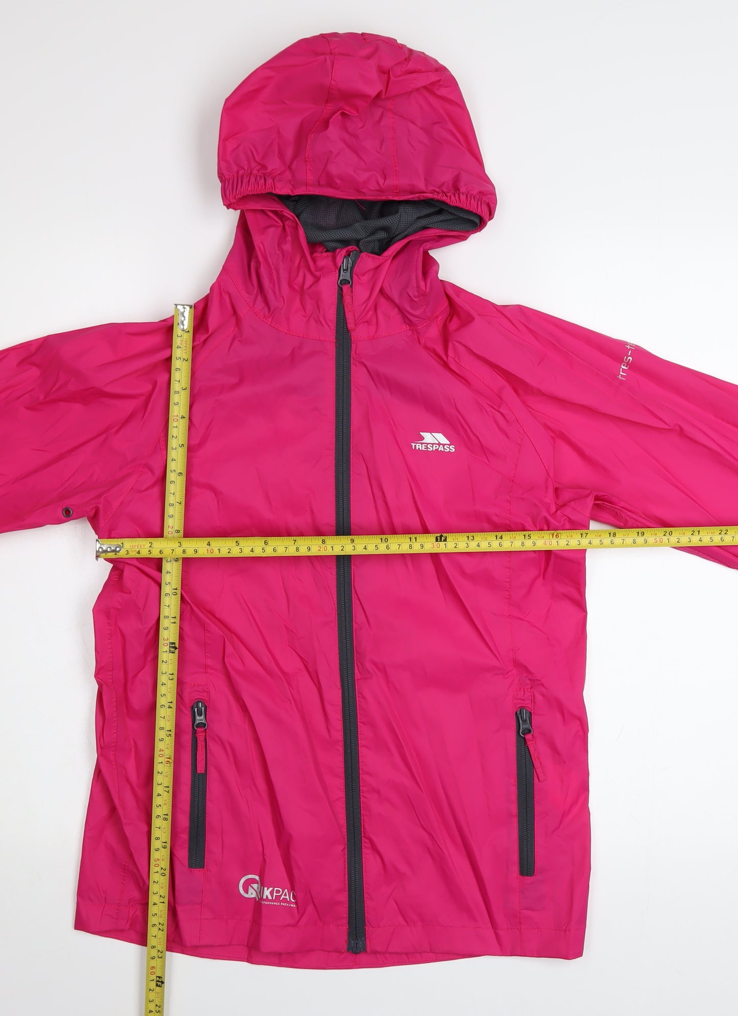 Trespass Girls Pink Waterproof Hooded Rain Coat Jacket 11-12 Years