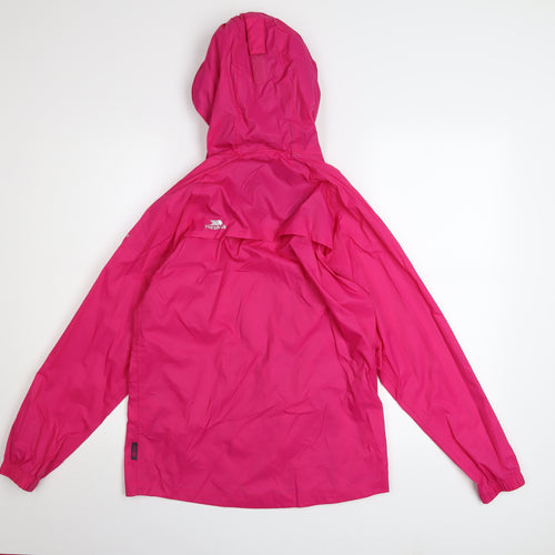 Trespass Girls Pink Waterproof Hooded Rain Coat Jacket 11-12 Years