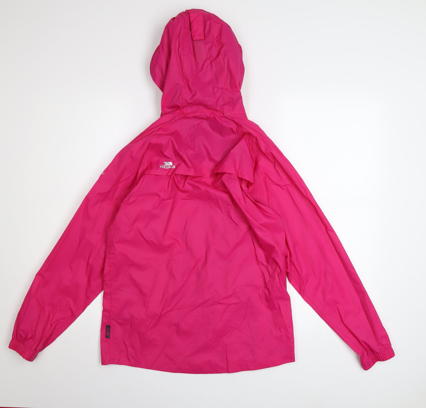 Trespass Girls Pink Waterproof Hooded Rain Coat Jacket 11-12 Years