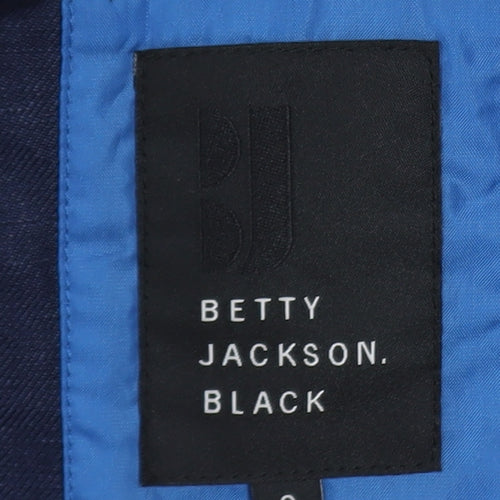 Betty Jackson Black Women's Blue Linen Blend Blazer Size 8