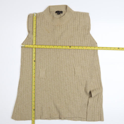 QED London Women's Beige Rib Knit Sleeveless Vest Jumper M