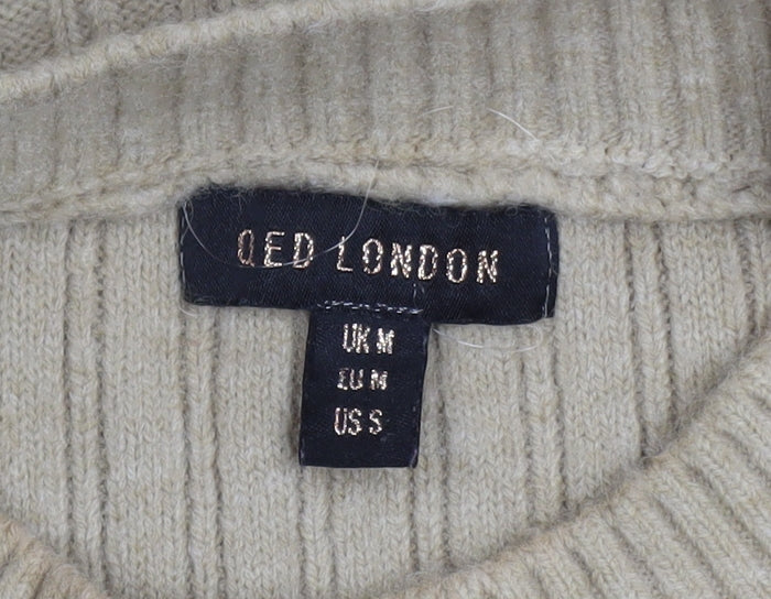 QED London Women's Beige Rib Knit Sleeveless Vest Jumper M
