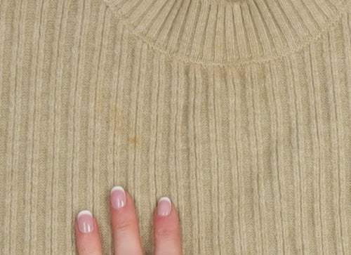 QED London Women's Beige Rib Knit Sleeveless Vest Jumper M