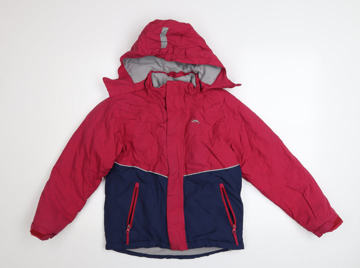 Trespass Girls Pink & Blue Waterproof Hooded Puffer Jacket 9-10 Years