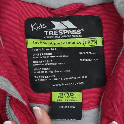 Trespass Girls Pink & Blue Waterproof Hooded Puffer Jacket 9-10 Years