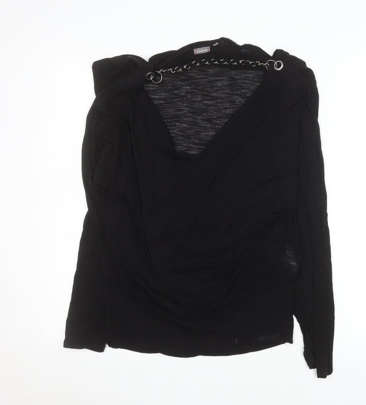 Firetrap Women's Black Wrap Long Sleeve Lyocell Blouse Size M