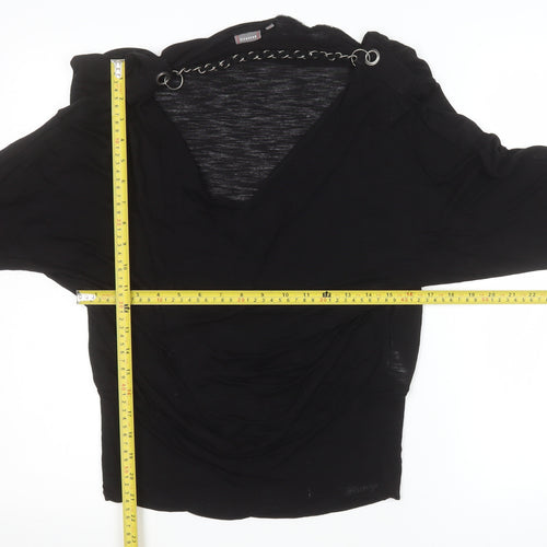 Firetrap Women's Black Wrap Long Sleeve Lyocell Blouse Size M
