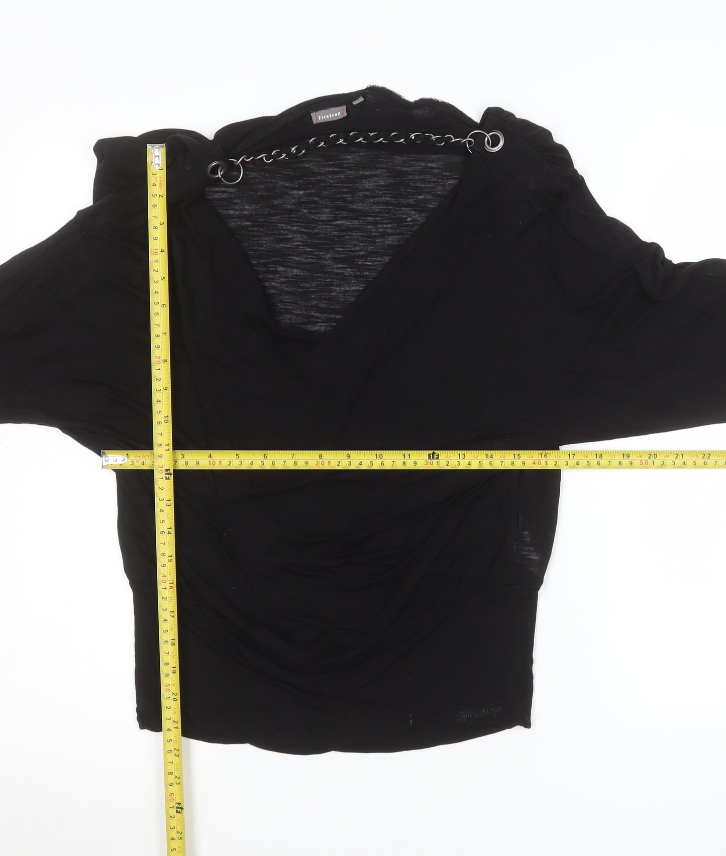 Firetrap Women's Black Wrap Long Sleeve Lyocell Blouse Size M