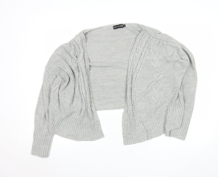 PrettyLittleThing Women’s Grey Knit Open Cardigan Size M