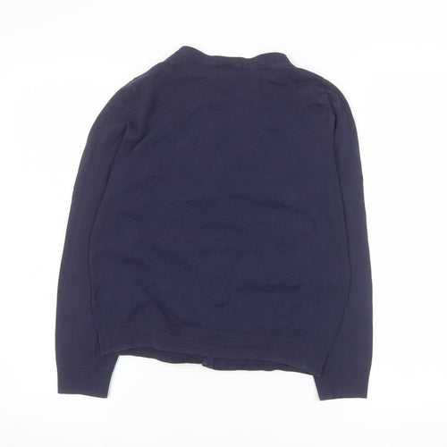 H&M Women Blue Cotton Crew Neck Button Cardigan Size S