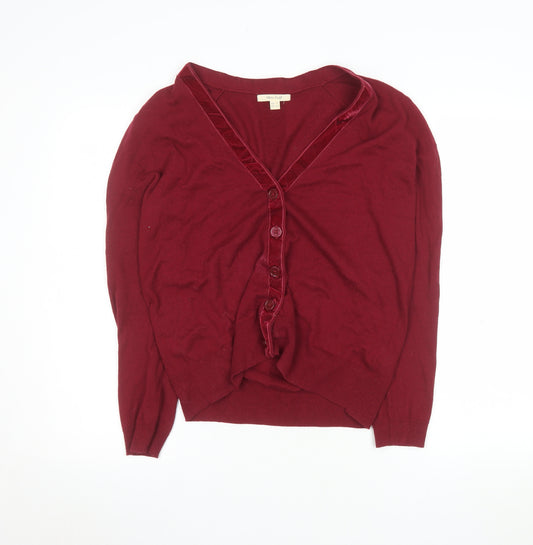 White Stuff Women’s Red V-Neck Button Cardigan Size 14