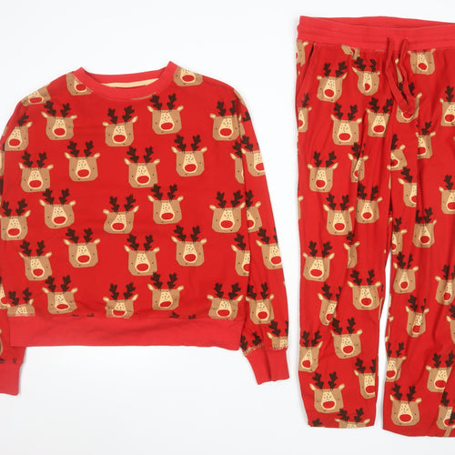 Next Womens Red Reindeer Christmas Pyjama Set Size 12