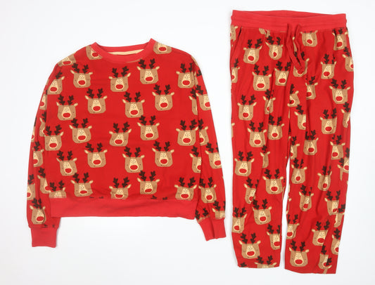 Next Womens Red Reindeer Christmas Pyjama Set Size 12
