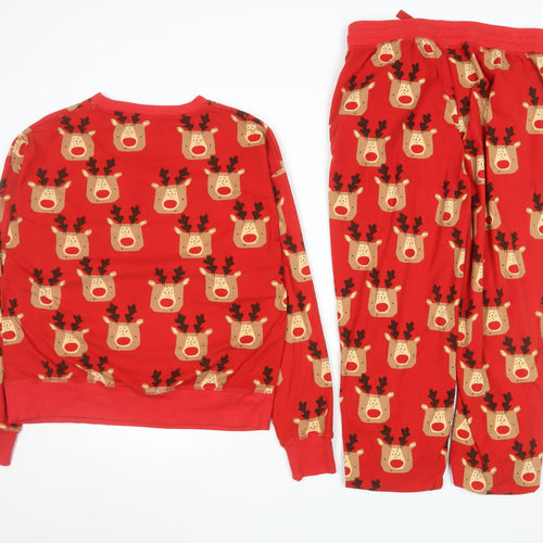 Next Womens Red Reindeer Christmas Pyjama Set Size 12