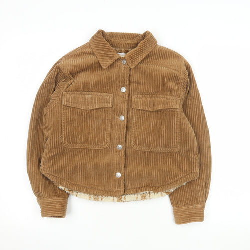 ZARA Girls Brown Corduroy Sherpa Lined Shirt Jacket 9-10 Years