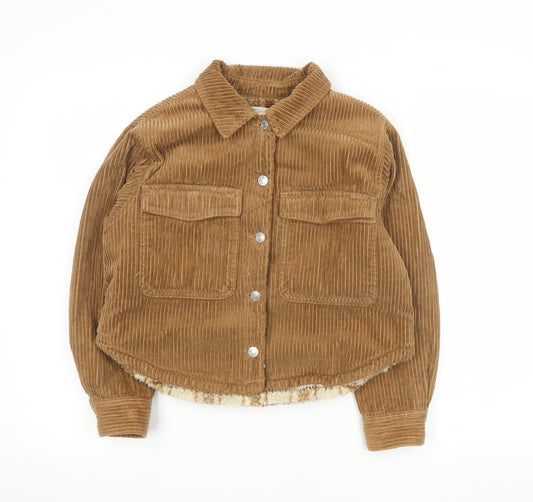 ZARA Girls Brown Corduroy Sherpa Lined Shirt Jacket 9-10 Years
