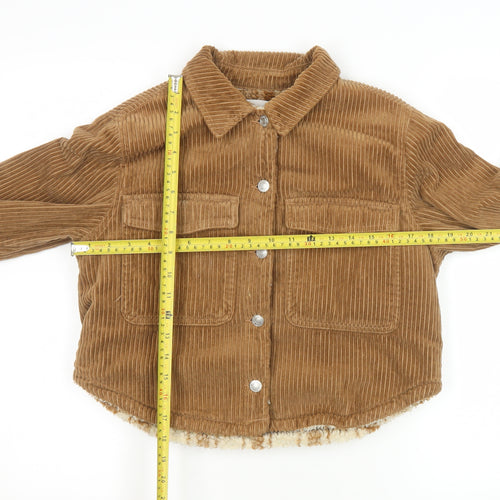 ZARA Girls Brown Corduroy Sherpa Lined Shirt Jacket 9-10 Years