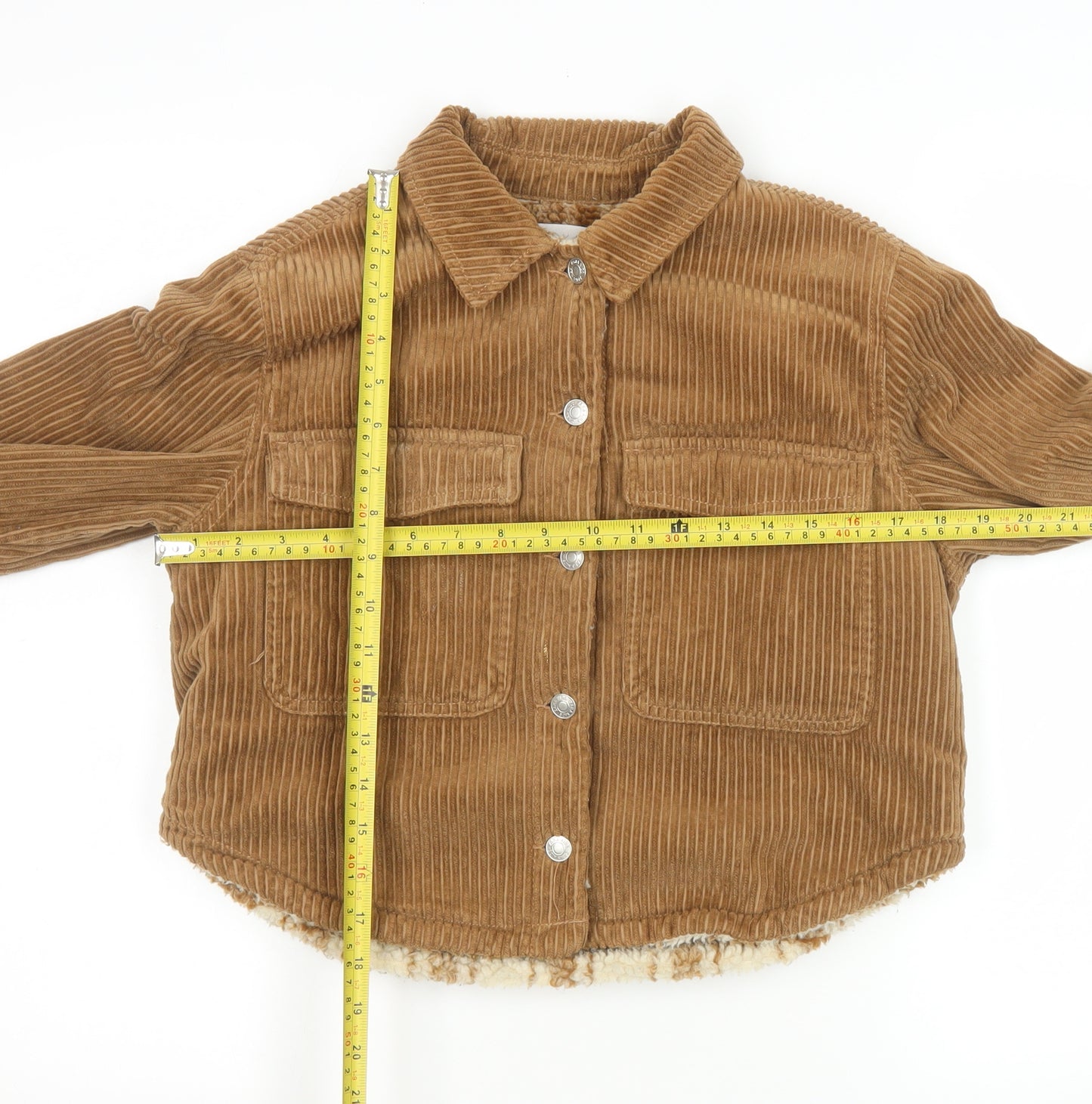 ZARA Girls Brown Corduroy Sherpa Lined Shirt Jacket 9-10 Years