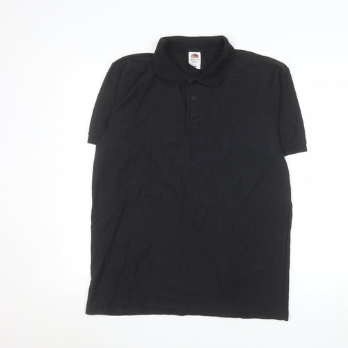 Fruit of the Loom Men's Black L Polo Shirt Cotton Blend