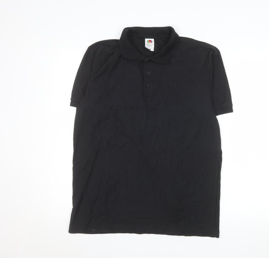 Fruit of the Loom Men's Black L Polo Shirt Cotton Blend