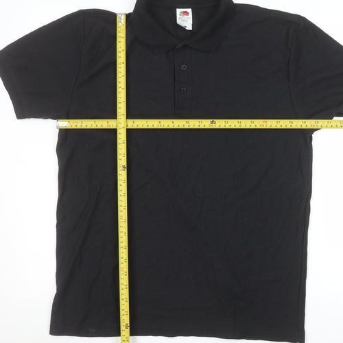 Fruit of the Loom Men's Black L Polo Shirt Cotton Blend