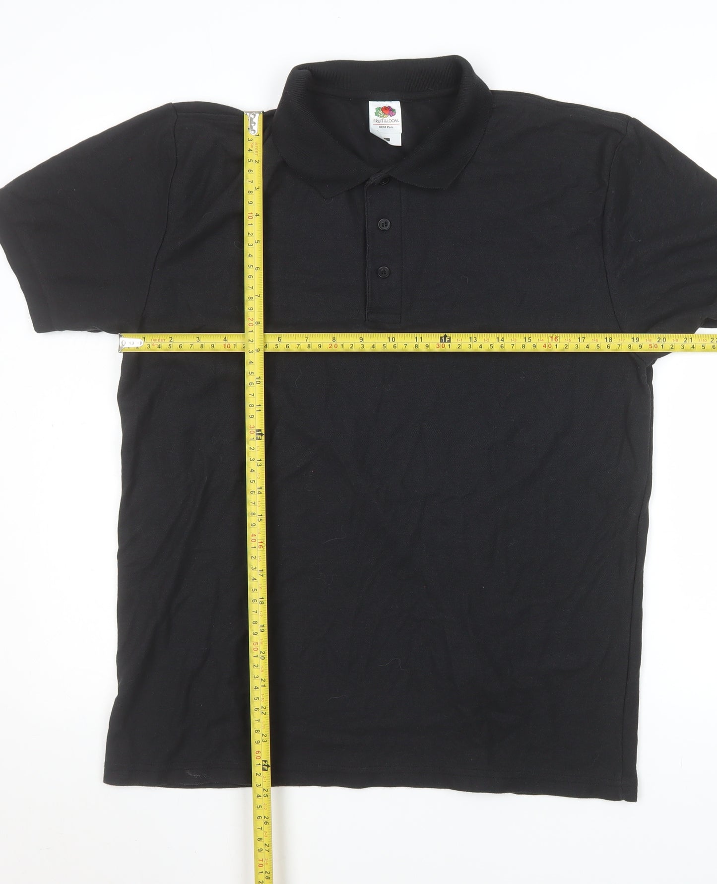 Fruit of the Loom Men's Black L Polo Shirt Cotton Blend