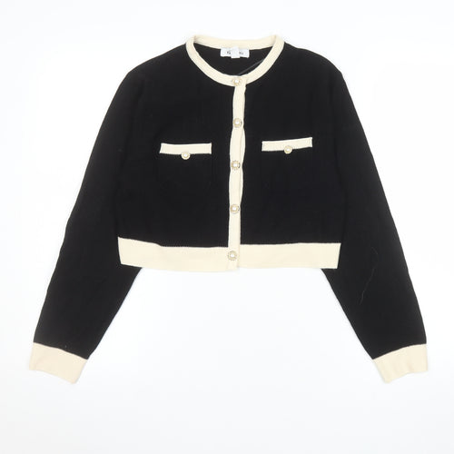 Wild Flower Womens Black Cream Knit Cardigan UK S Classic Style