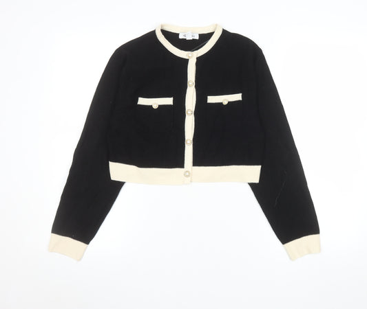 Wild Flower Womens Black Cream Knit Cardigan UK S Classic Style