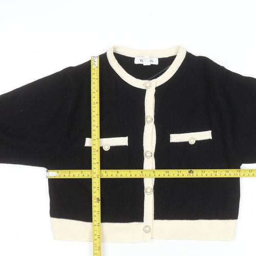 Wild Flower Womens Black Cream Knit Cardigan UK S Classic Style