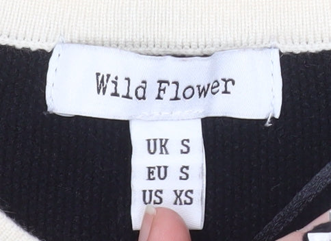 Wild Flower Womens Black Cream Knit Cardigan UK S Classic Style