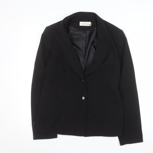 Calvin Klein Womens Black Size 10 Single-Breasted Blazer Jacket