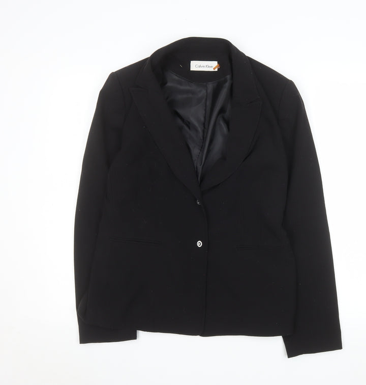 Calvin Klein Womens Black Size 10 Single-Breasted Blazer Jacket