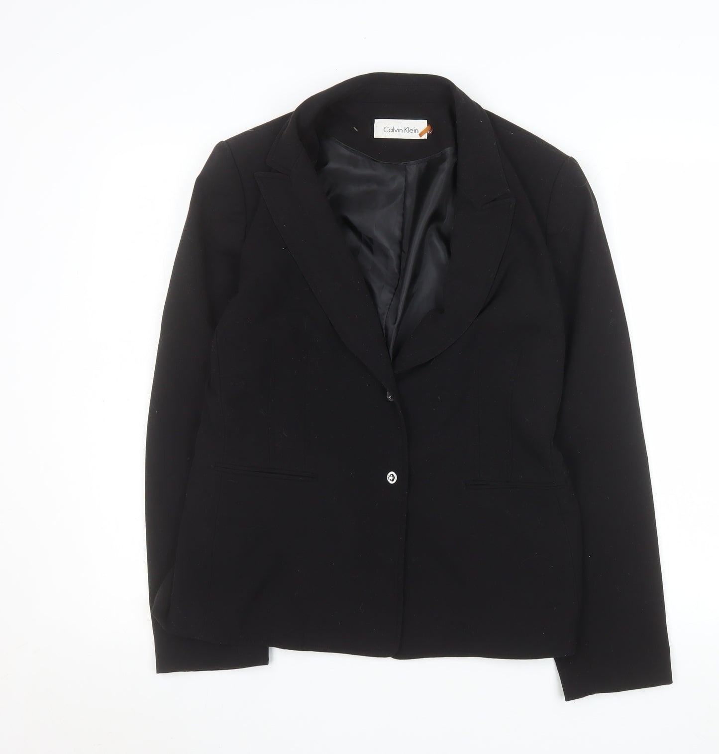Calvin Klein Womens Black Size 10 Single-Breasted Blazer Jacket