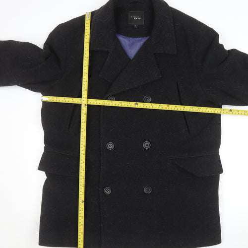 Thomas Nash Men's Black Wool Pea Coat L Classic Winter Jacket