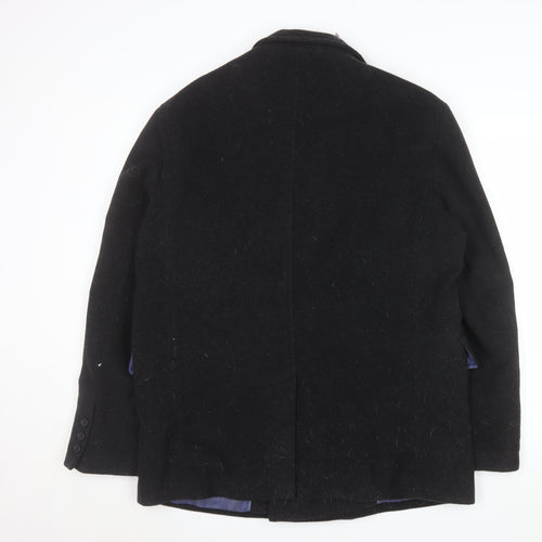 Thomas Nash Men's Black Wool Pea Coat L Classic Winter Jacket