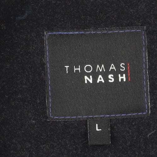 Thomas Nash Men's Black Wool Pea Coat L Classic Winter Jacket