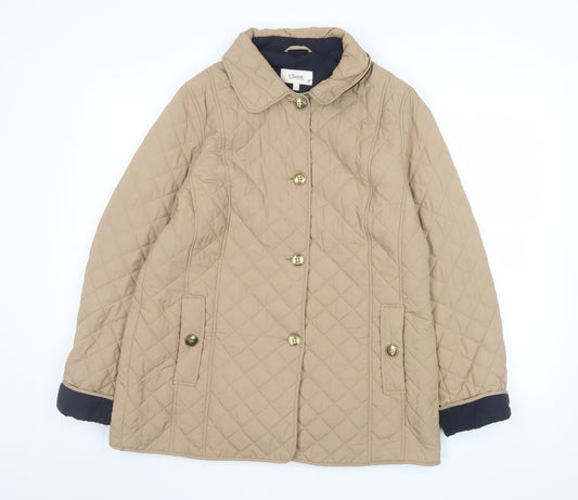 Marks and Spencer Women Beige Quilted Mid-Length Jacket Size 16