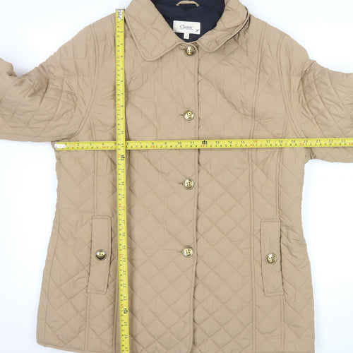 Marks and Spencer Women Beige Quilted Mid-Length Jacket Size 16